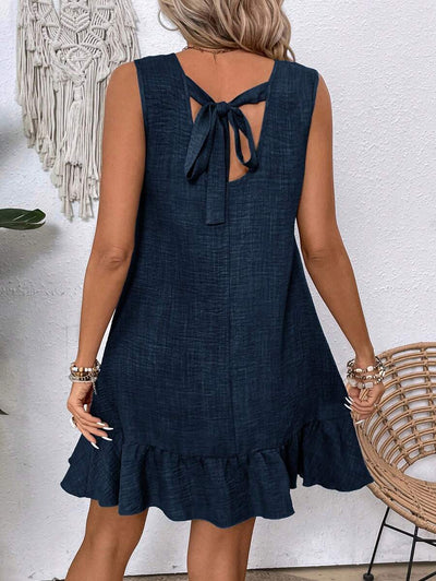 Breezaya Women's Backless Sleeveless Dress With Tie Back Design For Summer Vacation Beach Outfit
