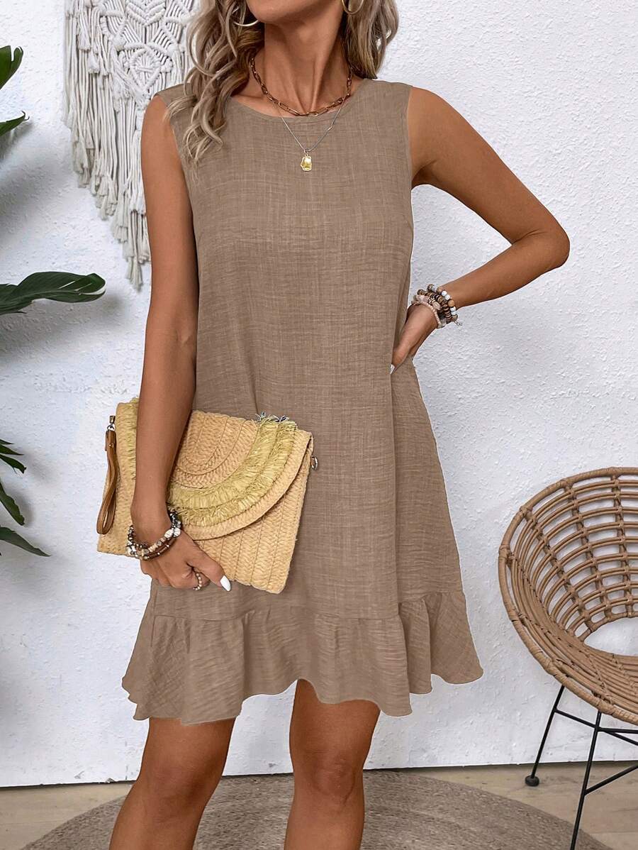 Breezaya Women's Backless Sleeveless Dress With Tie Back Design For Summer Vacation Beach Outfit