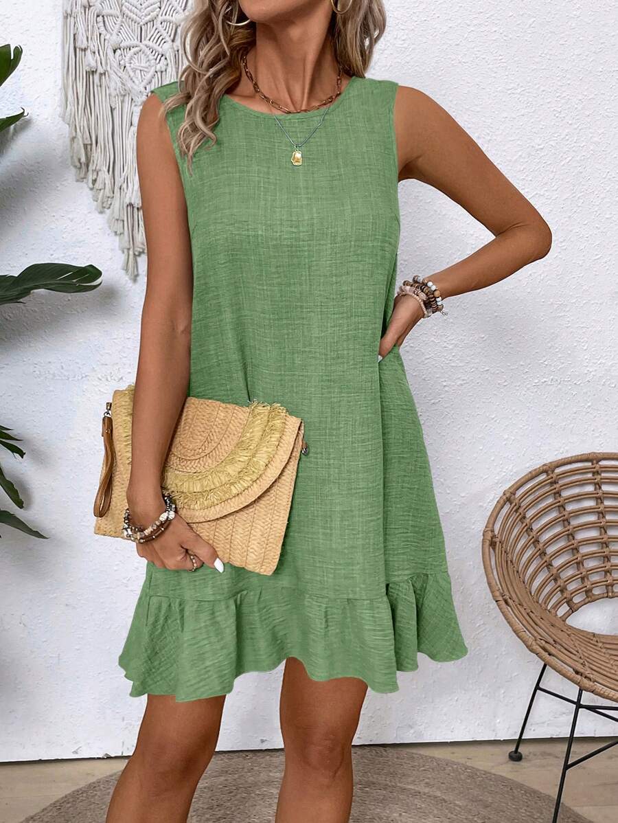 Breezaya Women's Backless Sleeveless Dress With Tie Back Design For Summer Vacation Beach Outfit