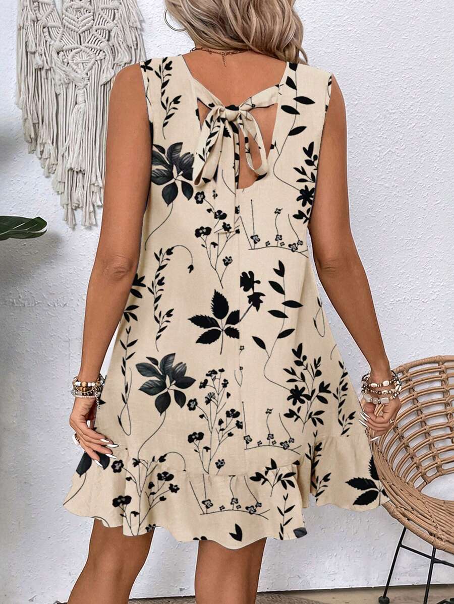 Breezaya Women's Backless Sleeveless Dress With Tie Back Design For Summer Vacation Beach Outfit