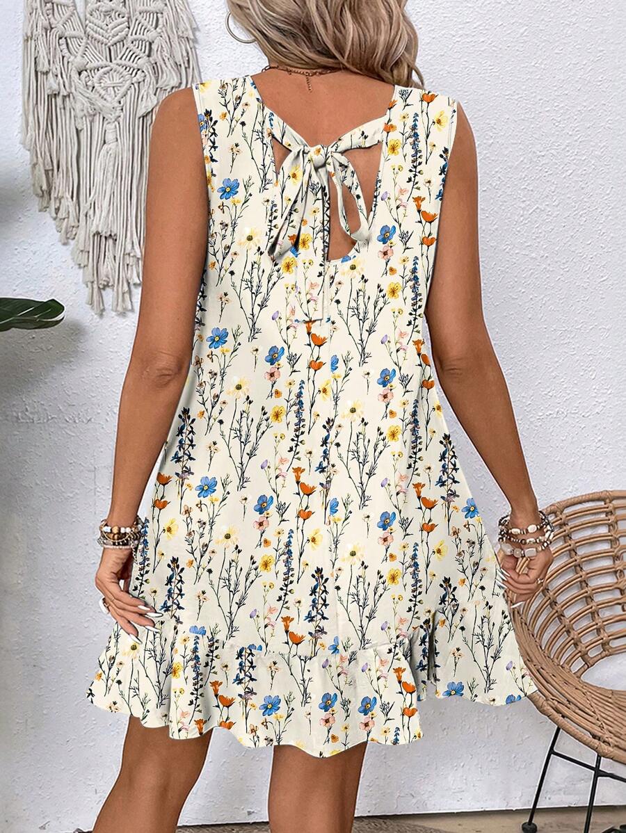 Breezaya Women's Backless Sleeveless Dress With Tie Back Design For Summer Vacation Beach Outfit