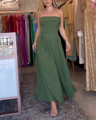 Annie™ | Elegant Strapless Midi Dress