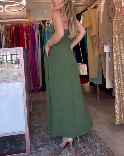 Annie™ | Elegant Strapless Midi Dress