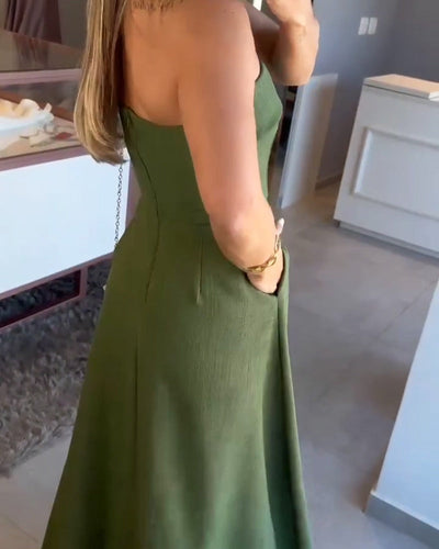 Annie™ | Elegant Strapless Midi Dress