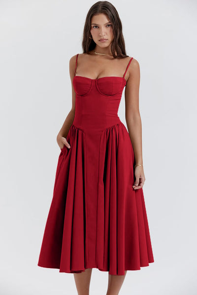 Liana ™ | Sleeveless Corset Midi Dress