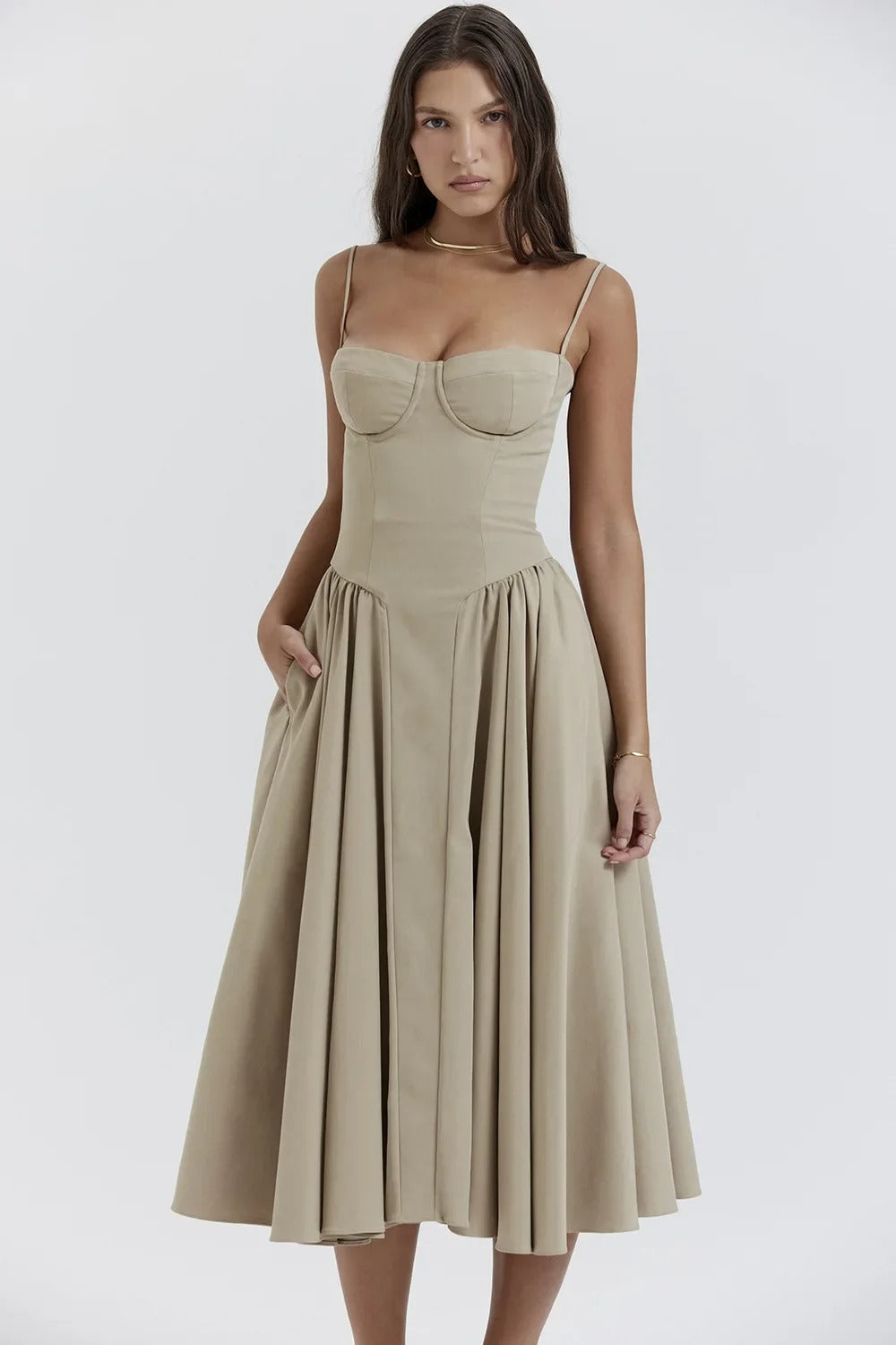 Liana ™ | Sleeveless Corset Midi Dress