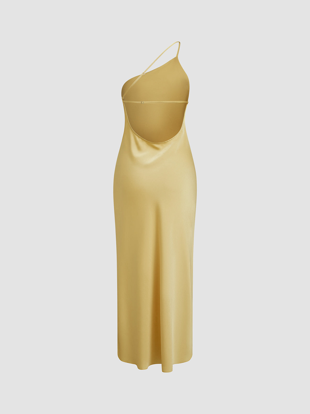 Elegant Satin Maxi with Open Back and Slit Detail