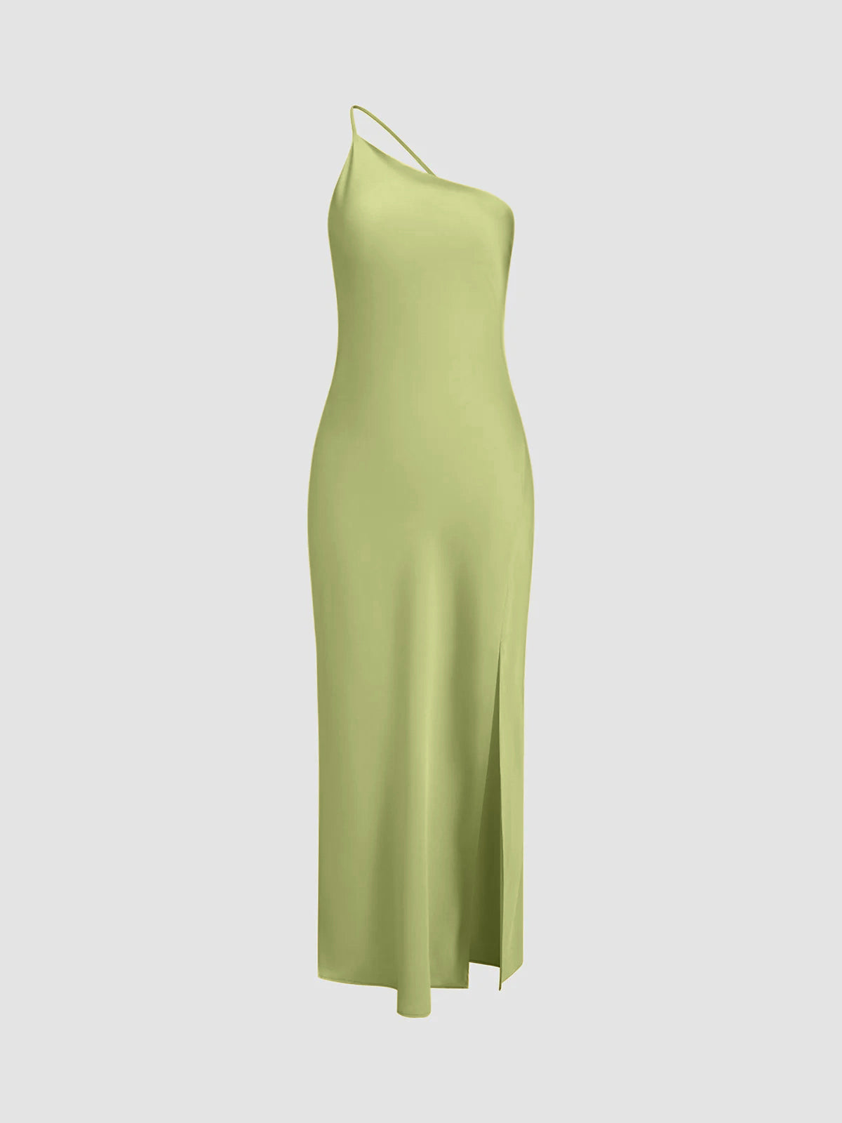 Elegant Satin Maxi with Open Back and Slit Detail