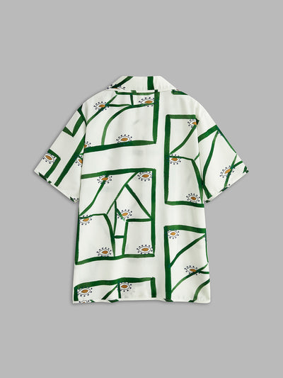 Casual Two-Piece Print Set with Drawstring Shorts