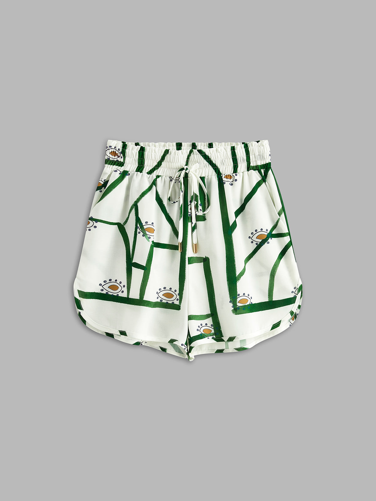 Casual Two-Piece Print Set with Drawstring Shorts