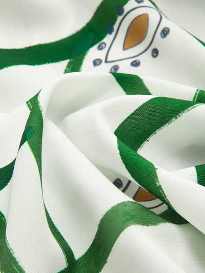 Casual Two-Piece Print Set with Drawstring Shorts