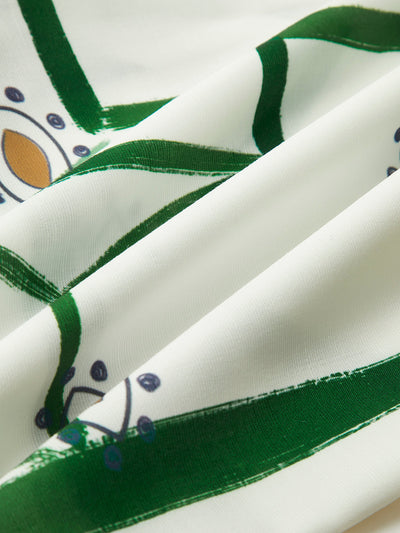 Casual Two-Piece Print Set with Drawstring Shorts