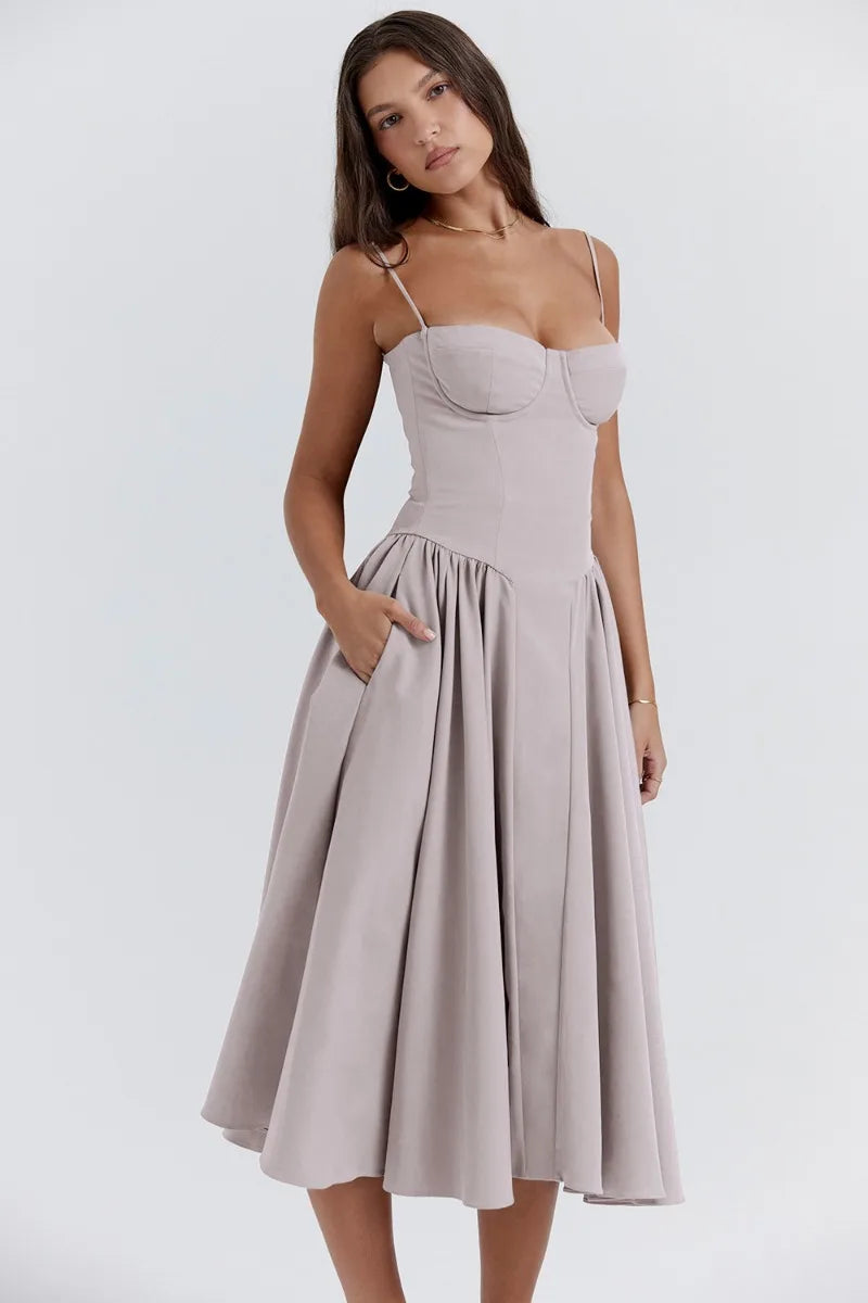 Liana ™ | Sleeveless Corset Midi Dress