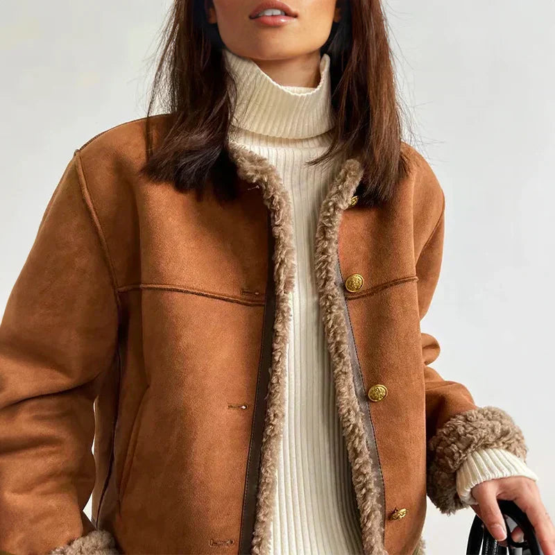 Rosalie™ | Shearling Button Jacket