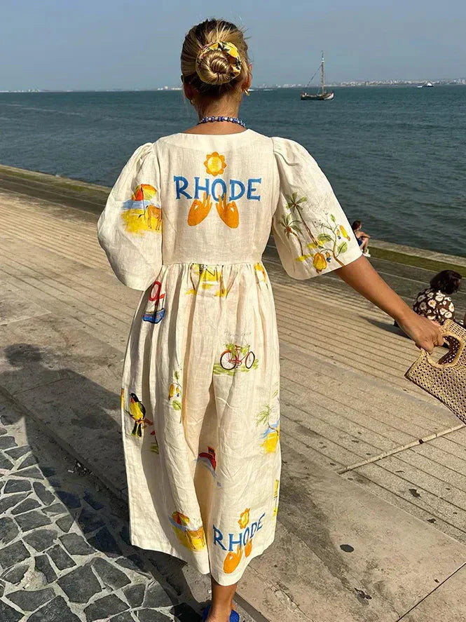 Xara ™ | Stylish Linen Midi Dress