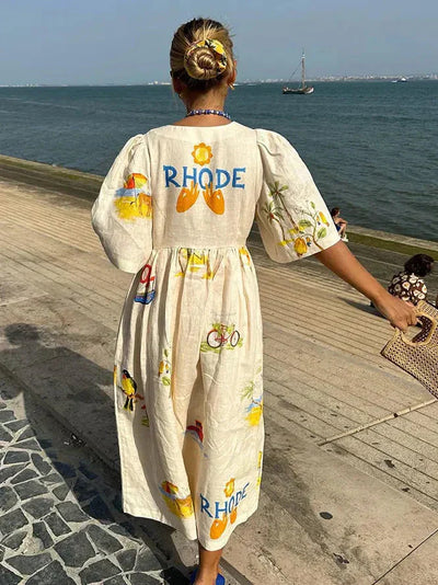 Xara ™ | Stylish Linen Midi Dress