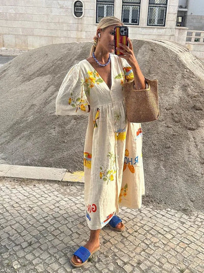 Xara ™ | Stylish Linen Midi Dress